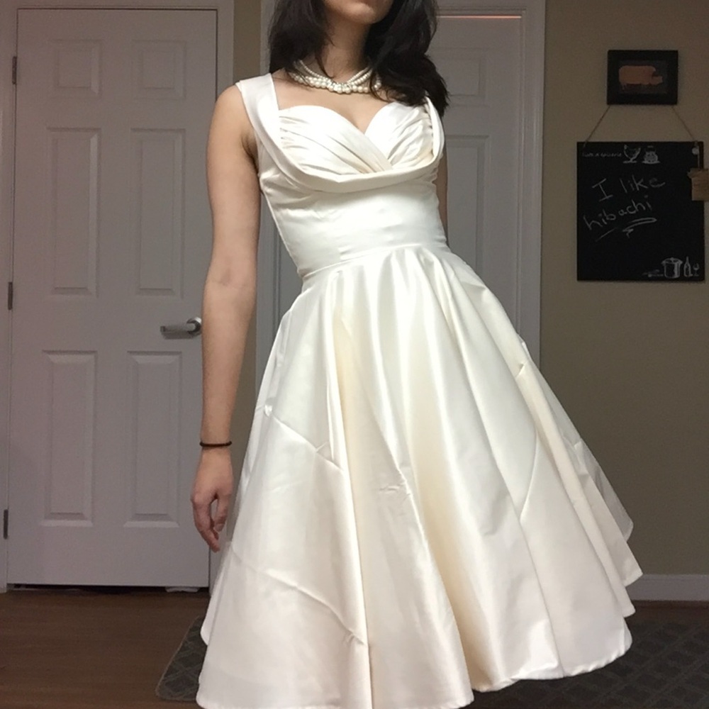 Retro Rockabilly Cream Dress - ModCloth “Aisle Be There”